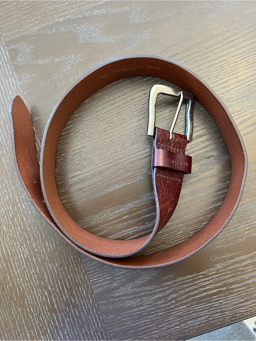 Carhartt Men's Leather Belt in Deep Burgundy Brown - Picture 3 of 3
